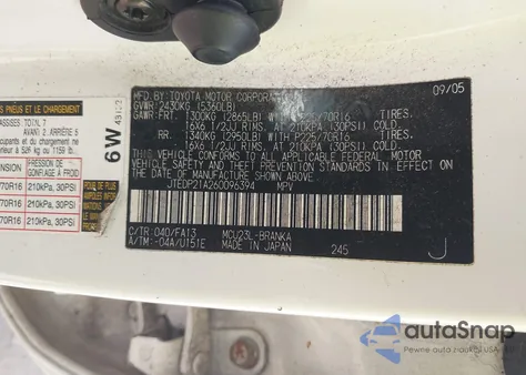 2006 Toyota Highlander V6 из США, поврежденный, VIN JTEDP21A260096394